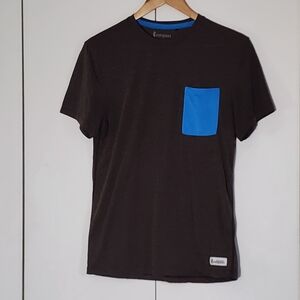 cotopaxi Charcoal Tee with Bright Blue Pocket